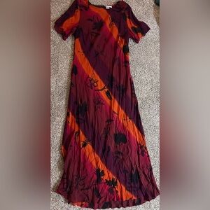 Ronni Nicole Burgundy and Orange Floral Maxi Dress